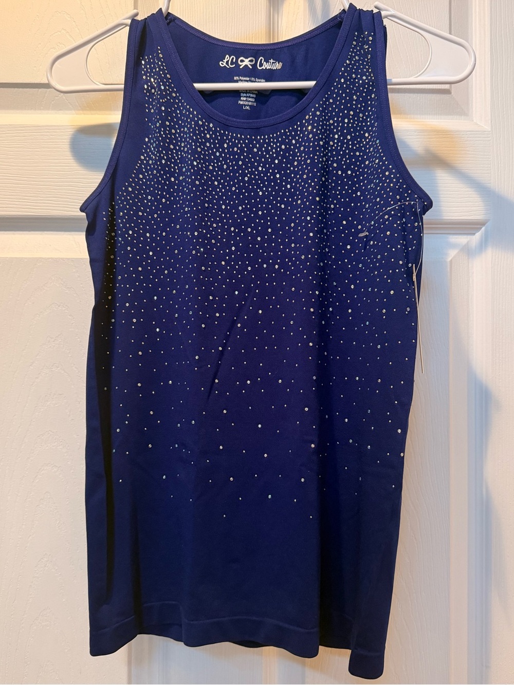 LC Couture Royal Blue Rhinestone Tank Top